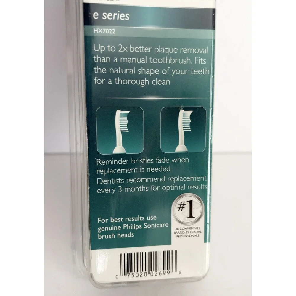 Philips Sonicare E-Series Replacement Toothbrush Heads HX7022 Pack Of 2 New